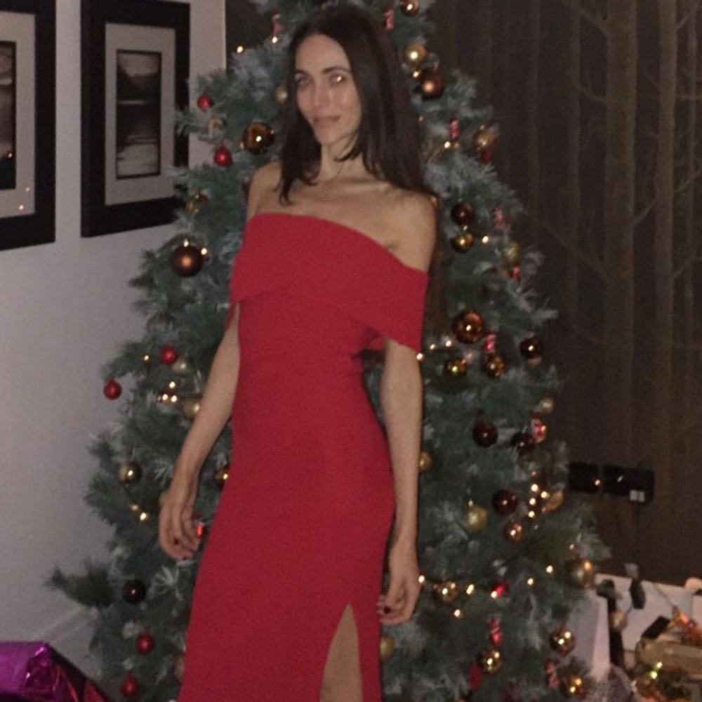 Red, sexy, classy all seasons dress with split.